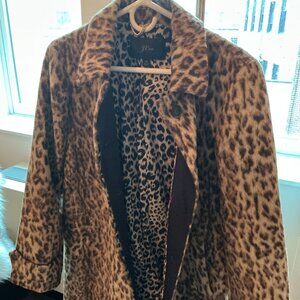 J Crew Wool Blend Leopard Print Top Coat - Size 10 - EUC (Wore 1 Time)